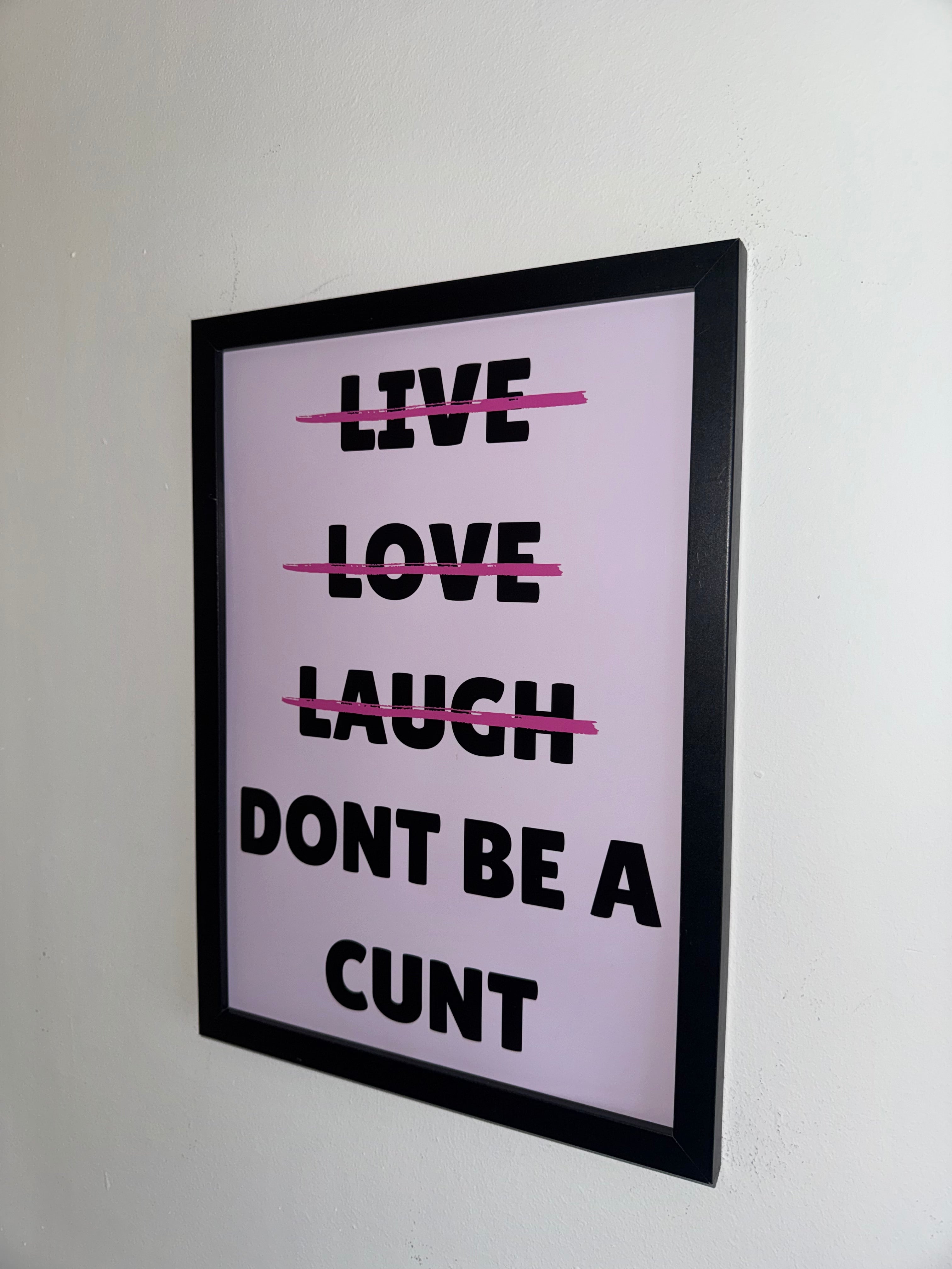 A4 |Live Love Laugh Funny Typography Print | Pink & White | Pink & Black