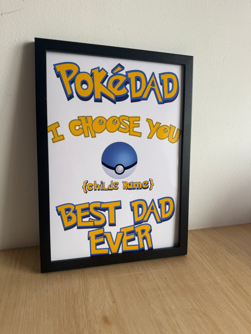 Personalised Pokédad Father's Day Print - A4 - Up to 3 Children