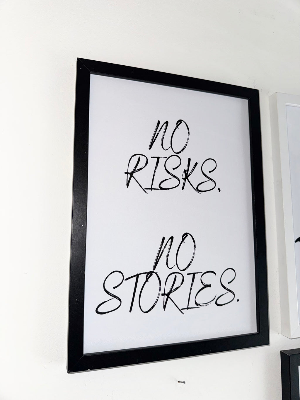 No risks no stories - Minimalistic Typography - A4 Print