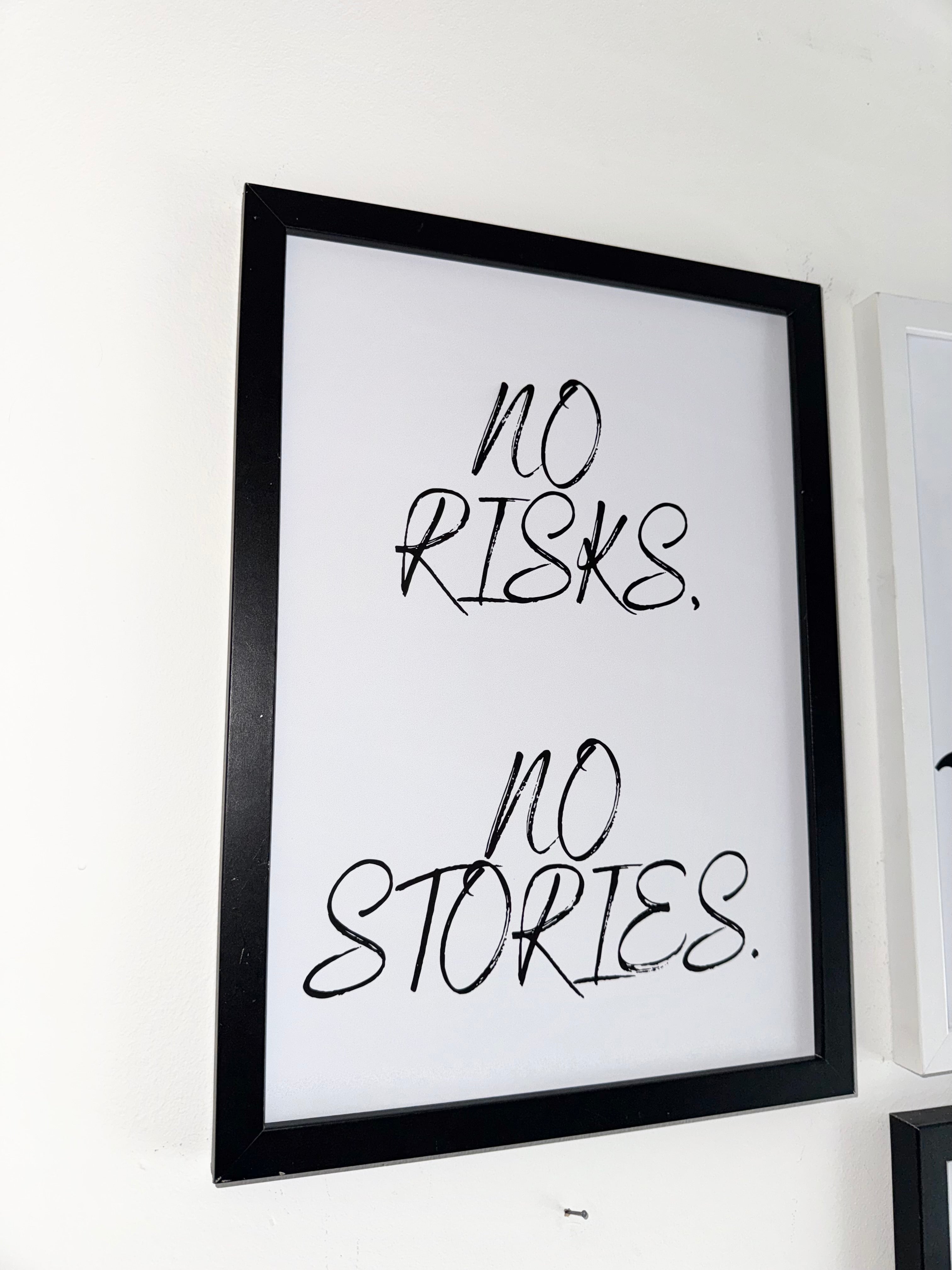 No risks no stories - Minimalistic Typography - A4 Print