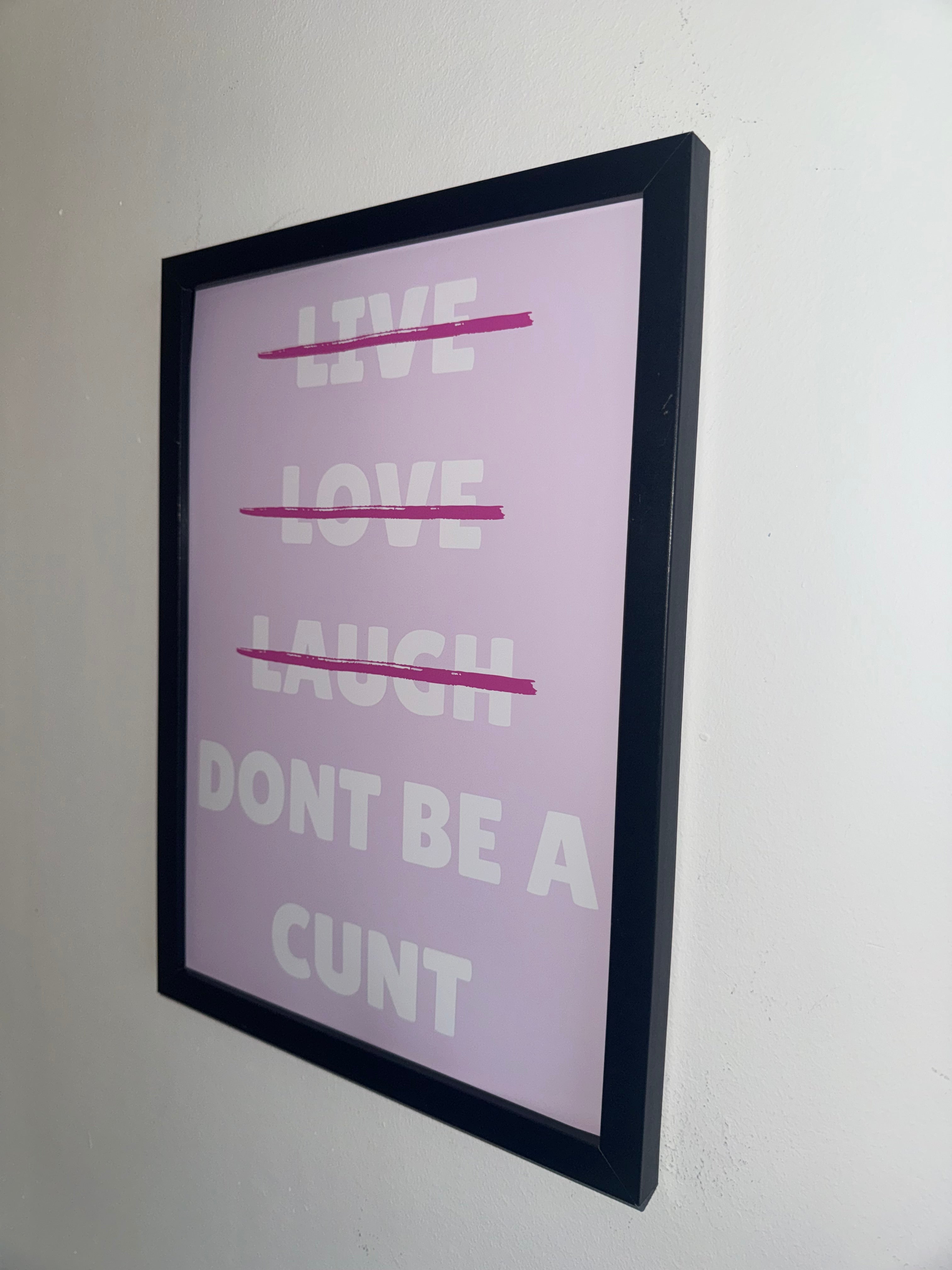 A4 |Live Love Laugh Funny Typography Print | Pink & White | Pink & Black