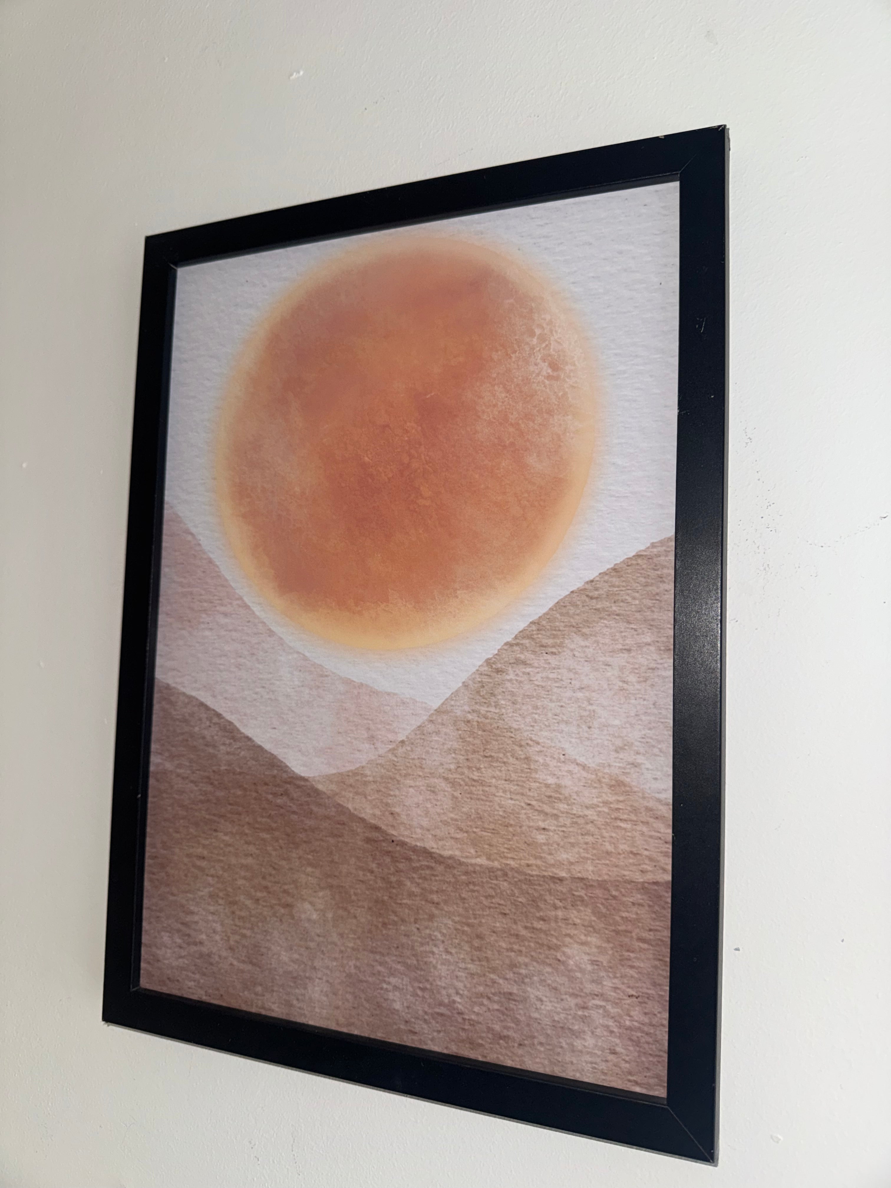 Minimalistic Style Moon | A4 Print | Framed or Unframed | Browns and Beiges