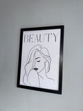 Beauty | Woman Line Art | Monochrome | Minimalistic - Black & Grey | A4 Print