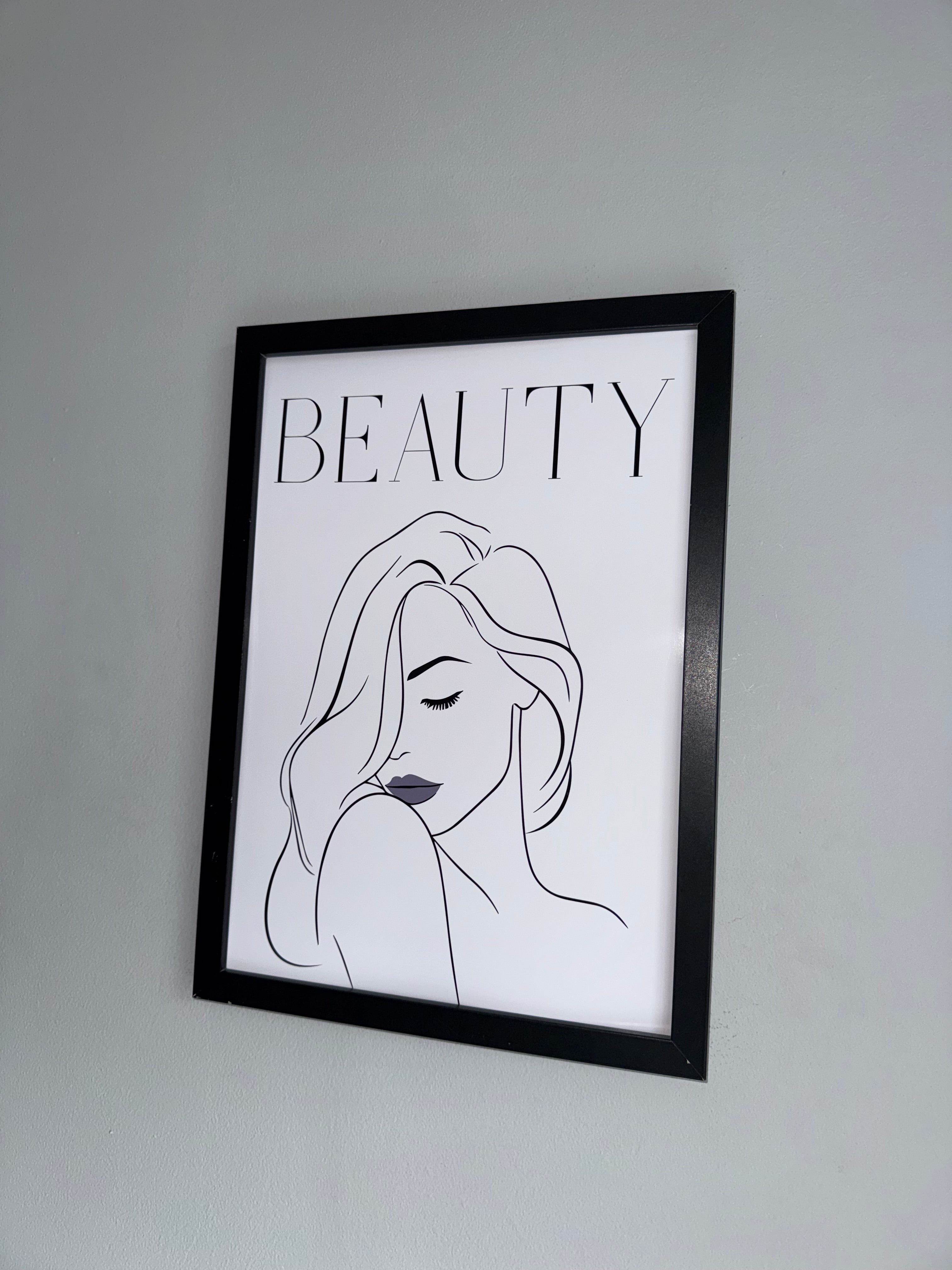 Beauty | Woman Line Art | Monochrome | Minimalistic - Black & Grey | A4 Print