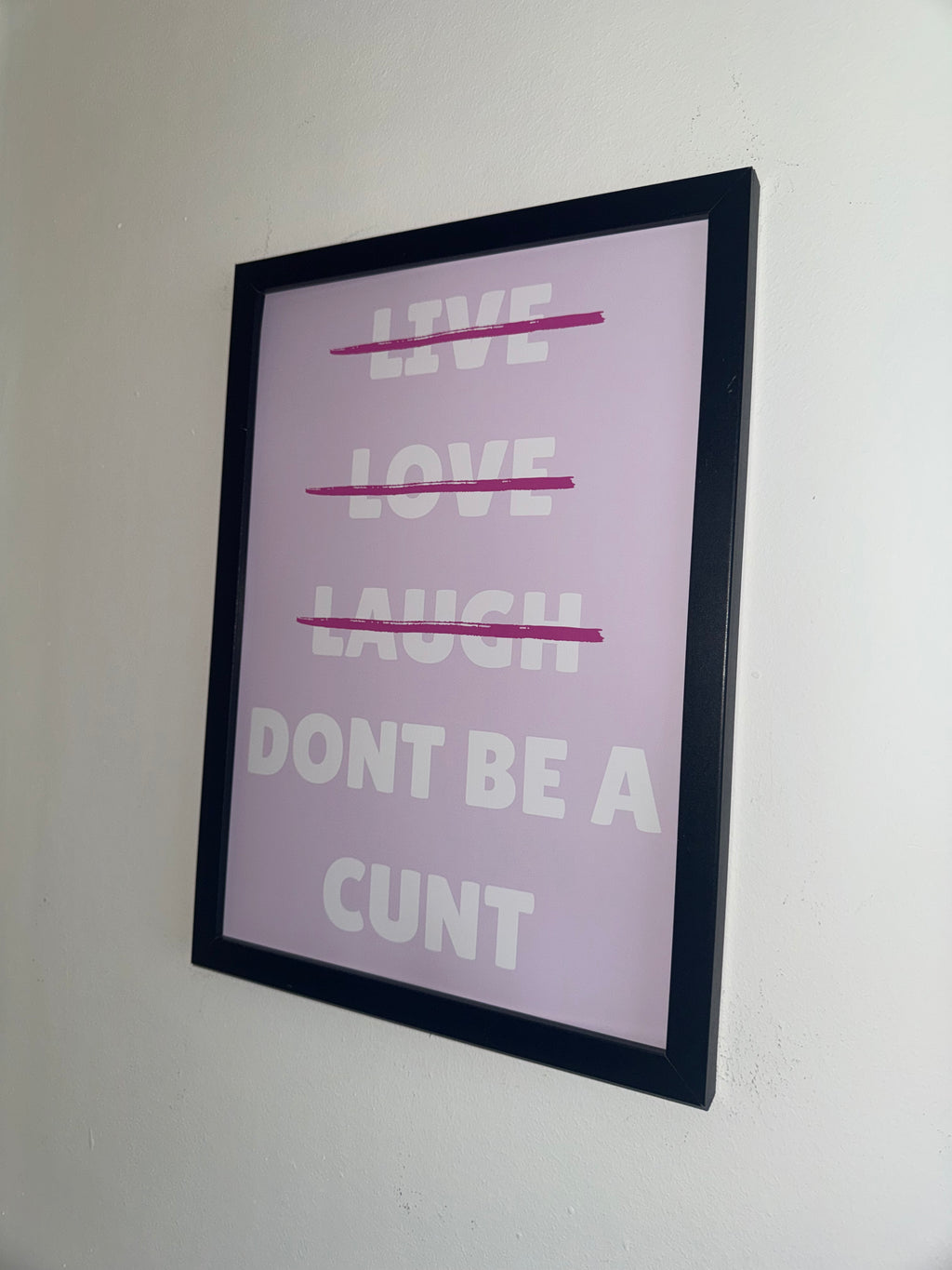 A4 |Live Love Laugh Funny Typography Print | Pink & White | Pink & Black