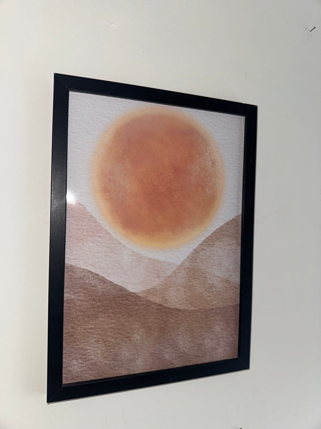 Minimalistic Style Moon | A4 Print | Framed or Unframed | Browns and Beiges