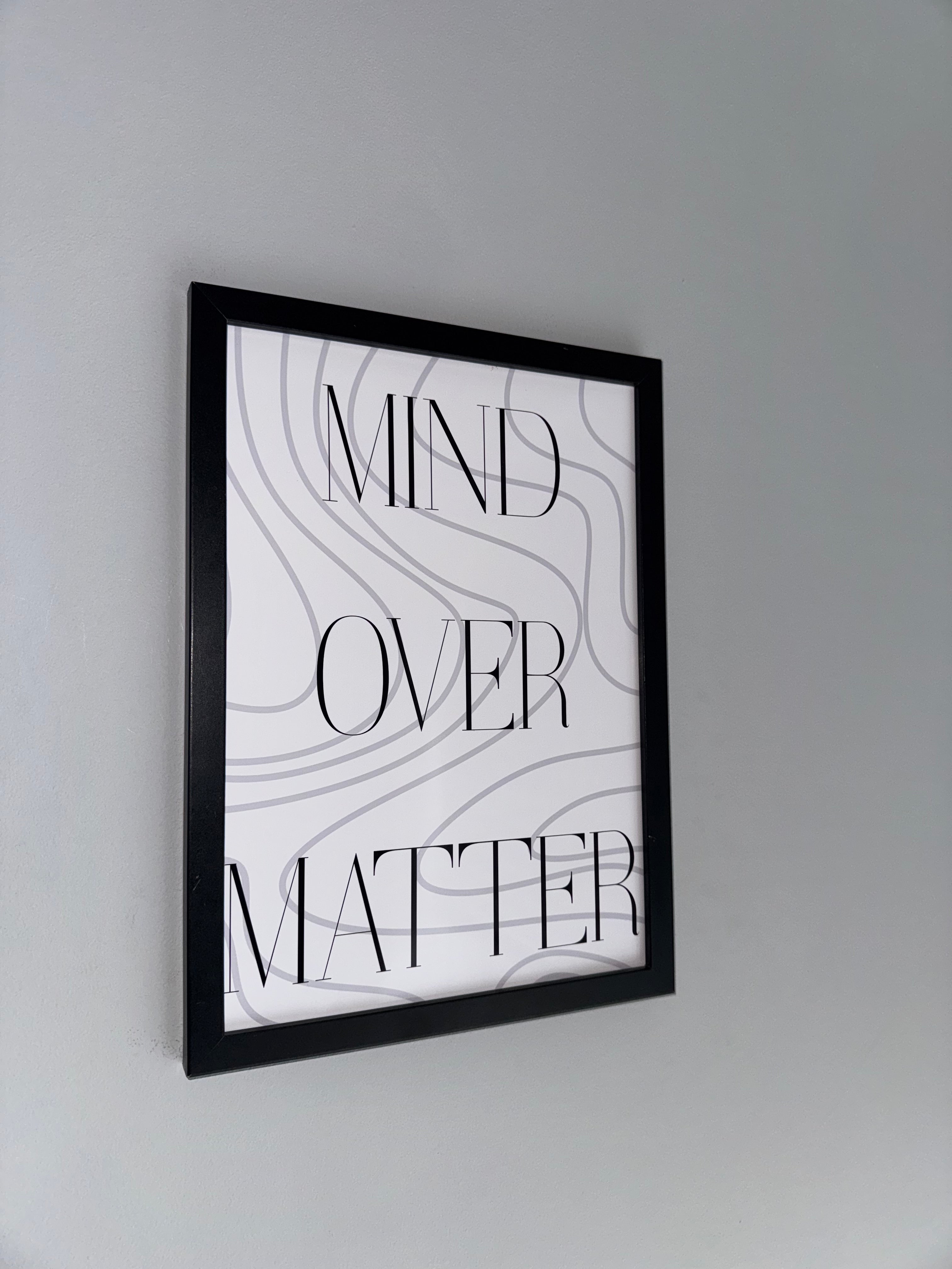 Mind over Matter | Monochrome | Minimalistic - Black & Grey | Textured Style Background - A4 Print