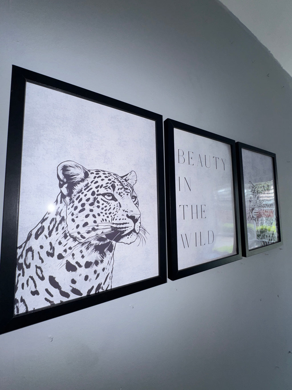 Beauty in the wild | Set of 3 Unframed | Monochrome Off White & Grey
