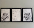Beauty in the wild | Set of 3 Unframed | Monochrome Off White & Grey