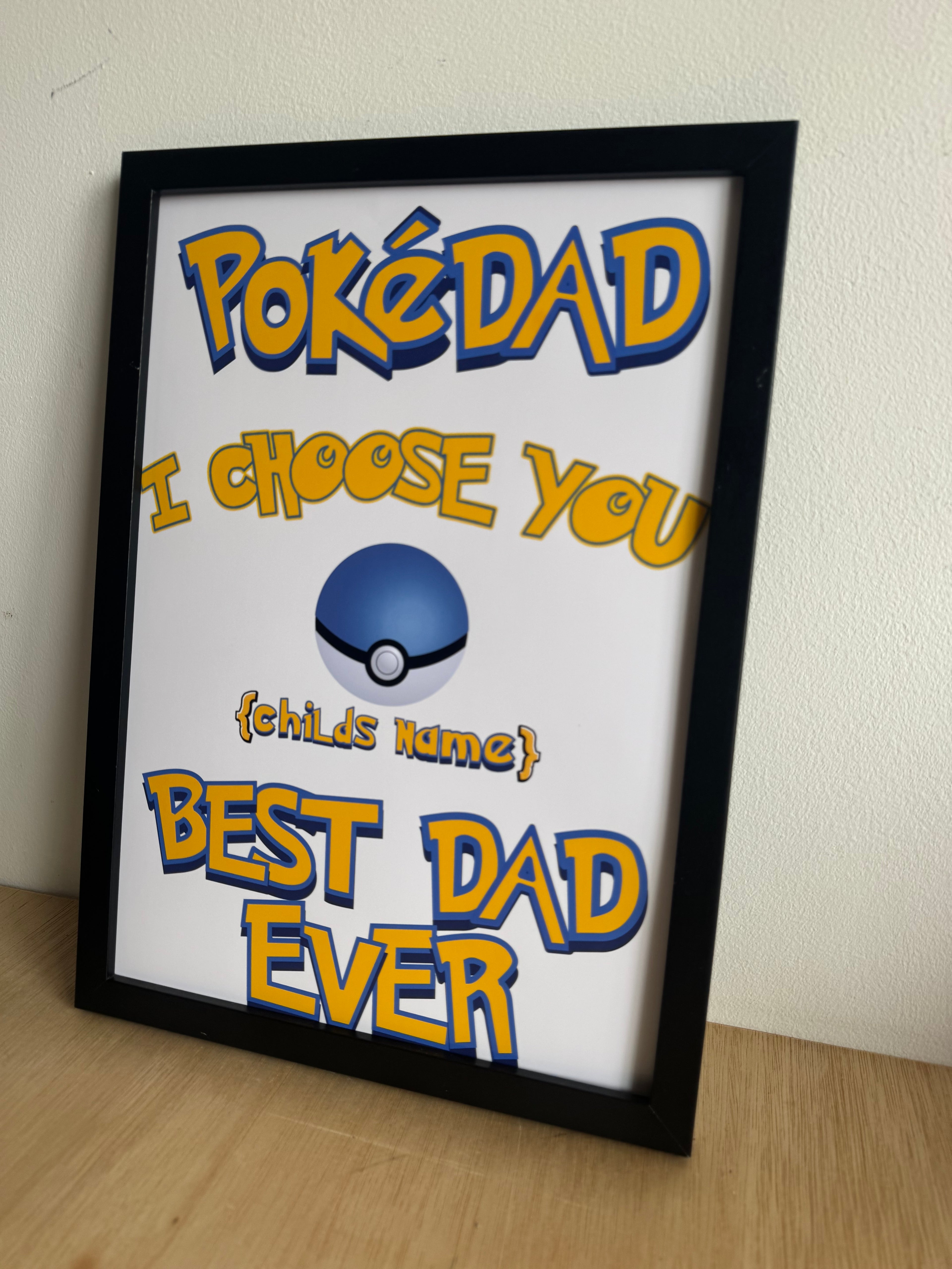 Personalised Pokédad Father's Day Print - A4 - Up to 3 Children