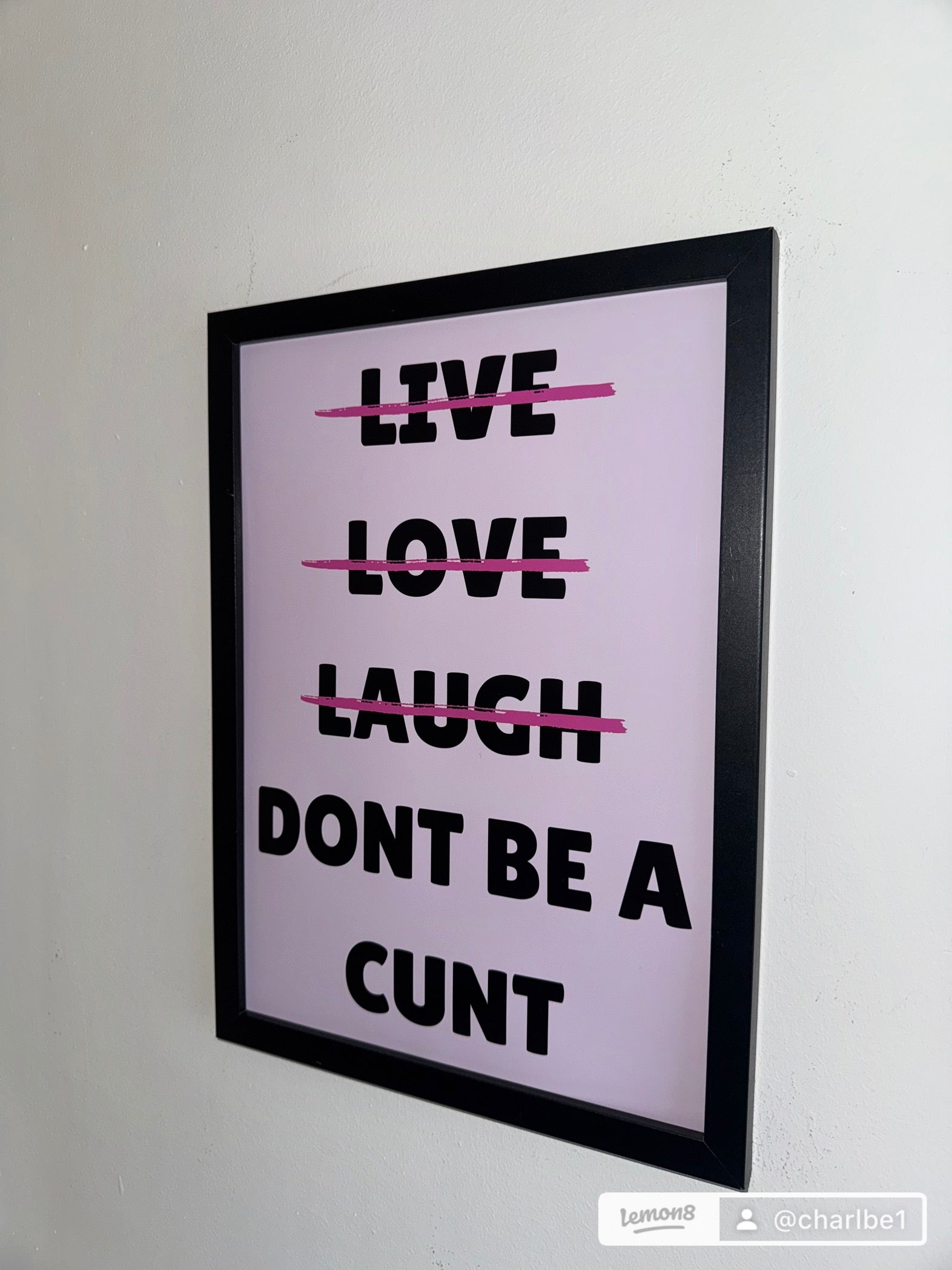 A4 |Live Love Laugh Funny Typography Print | Pink & White | Pink & Black
