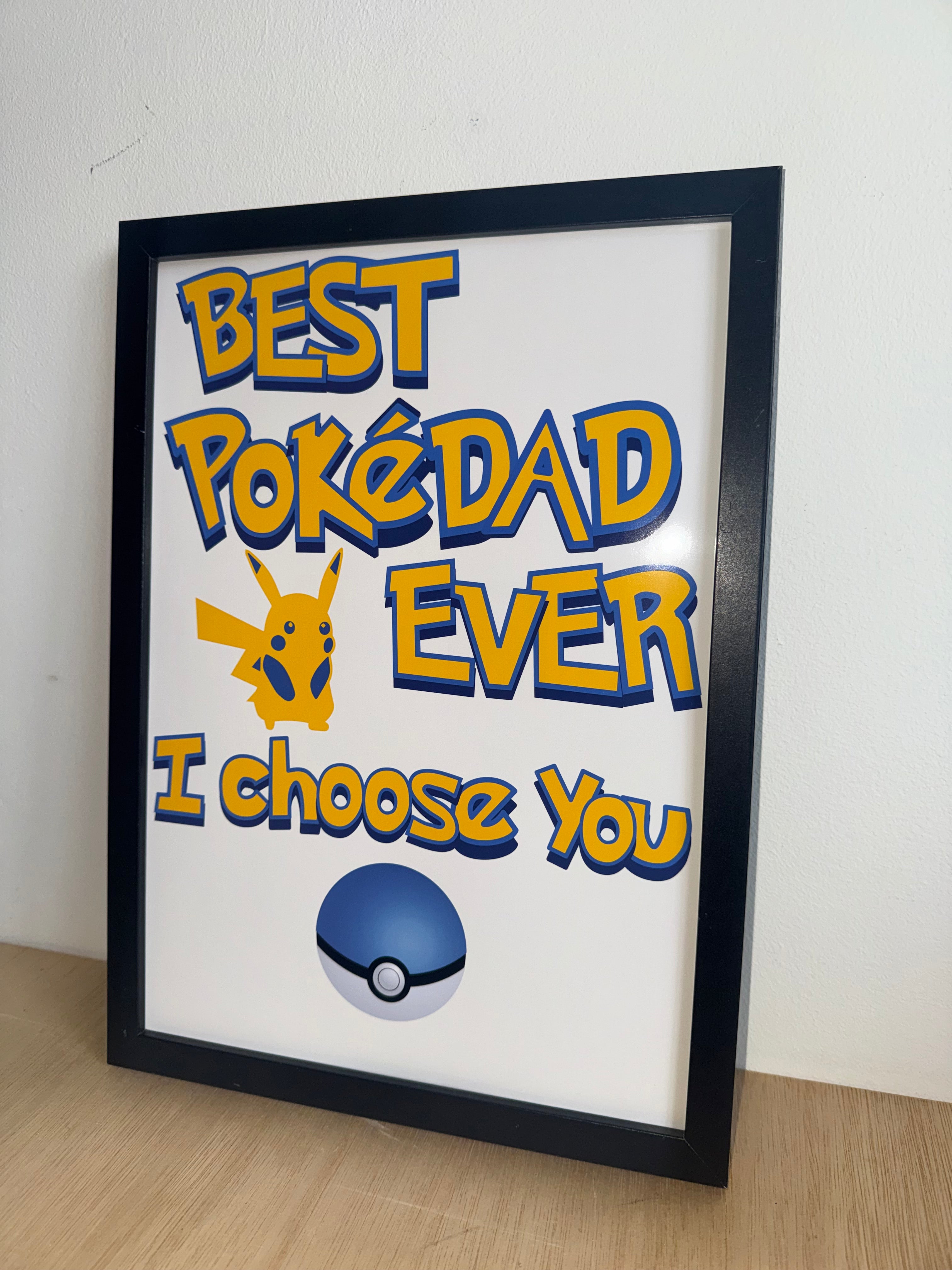 Personalised Pokédad - Best Dad Ever -  Up to 4 Children - A4 UNFRAMED Print