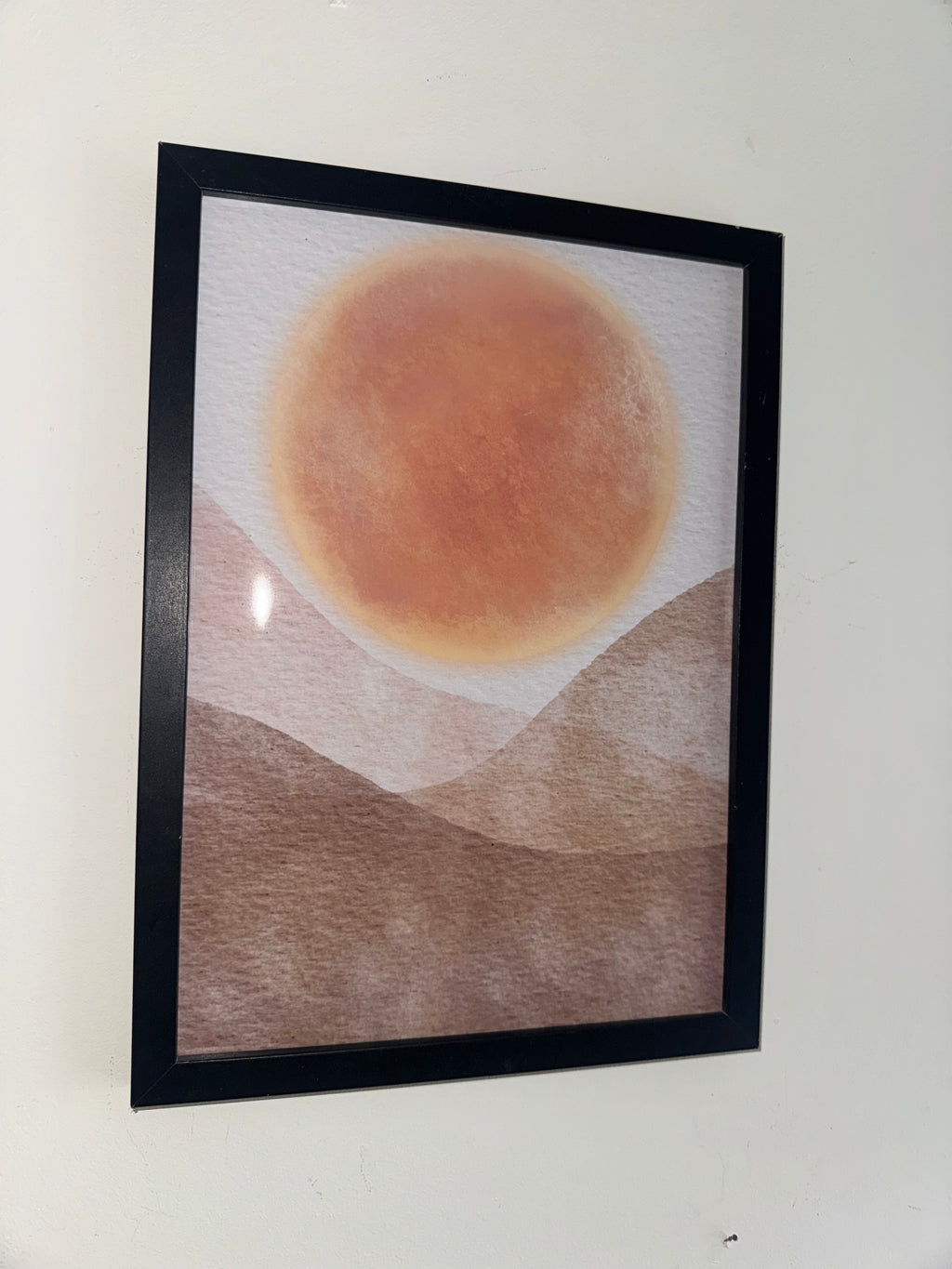 Minimalistic Style Moon | A4 Print | Framed or Unframed | Browns and Beiges