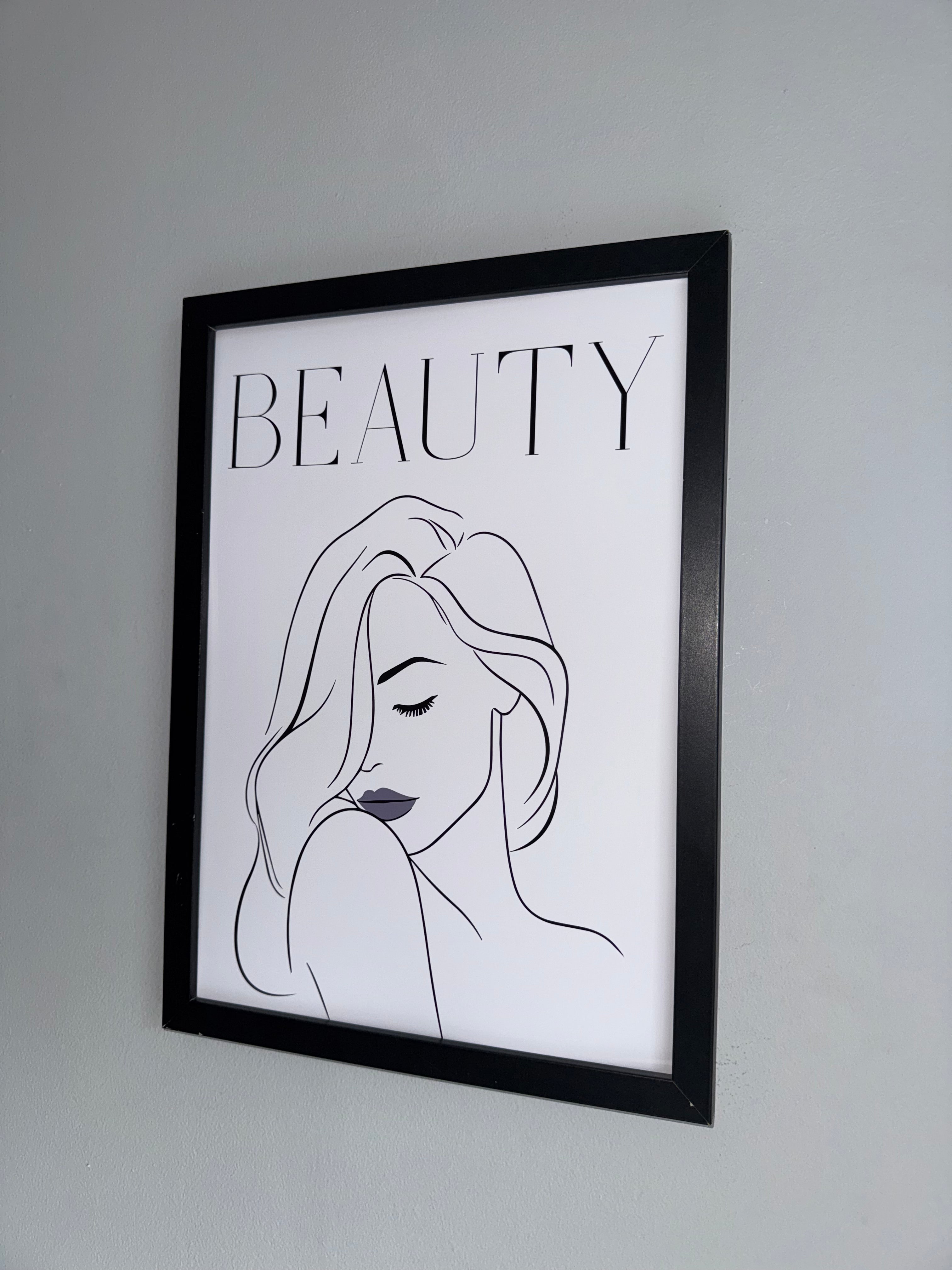 Beauty | Woman Line Art | Monochrome | Minimalistic - Black & Grey | A4 Print