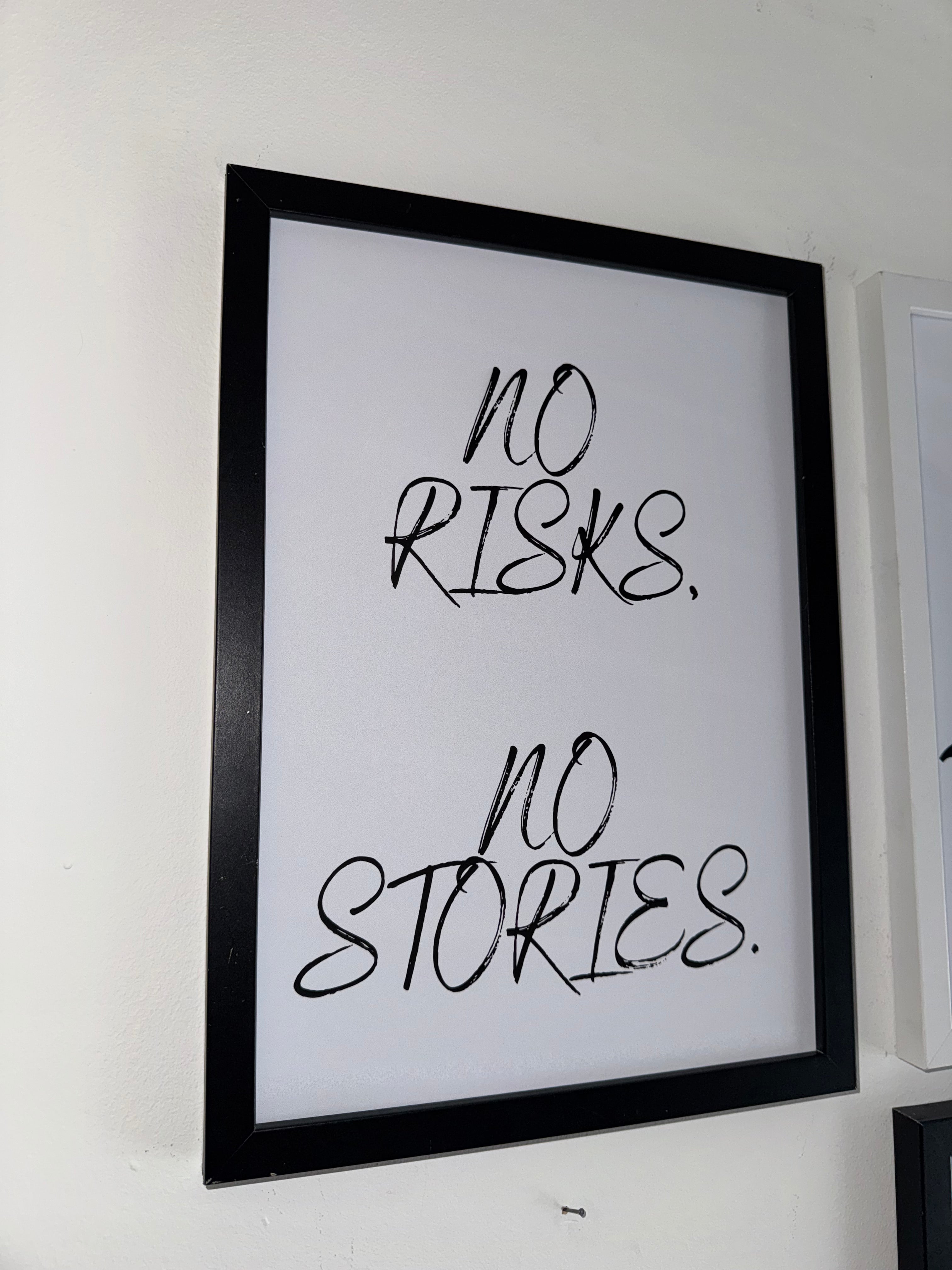 No risks no stories - Minimalistic Typography - A4 Print