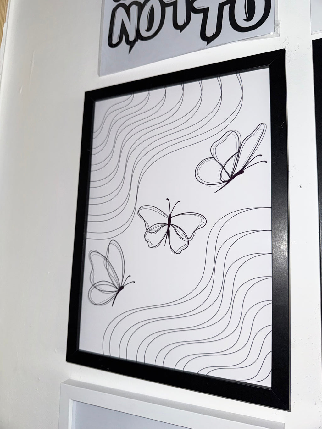 Butterflies - Black & Off White Minimalistic - A4 Print