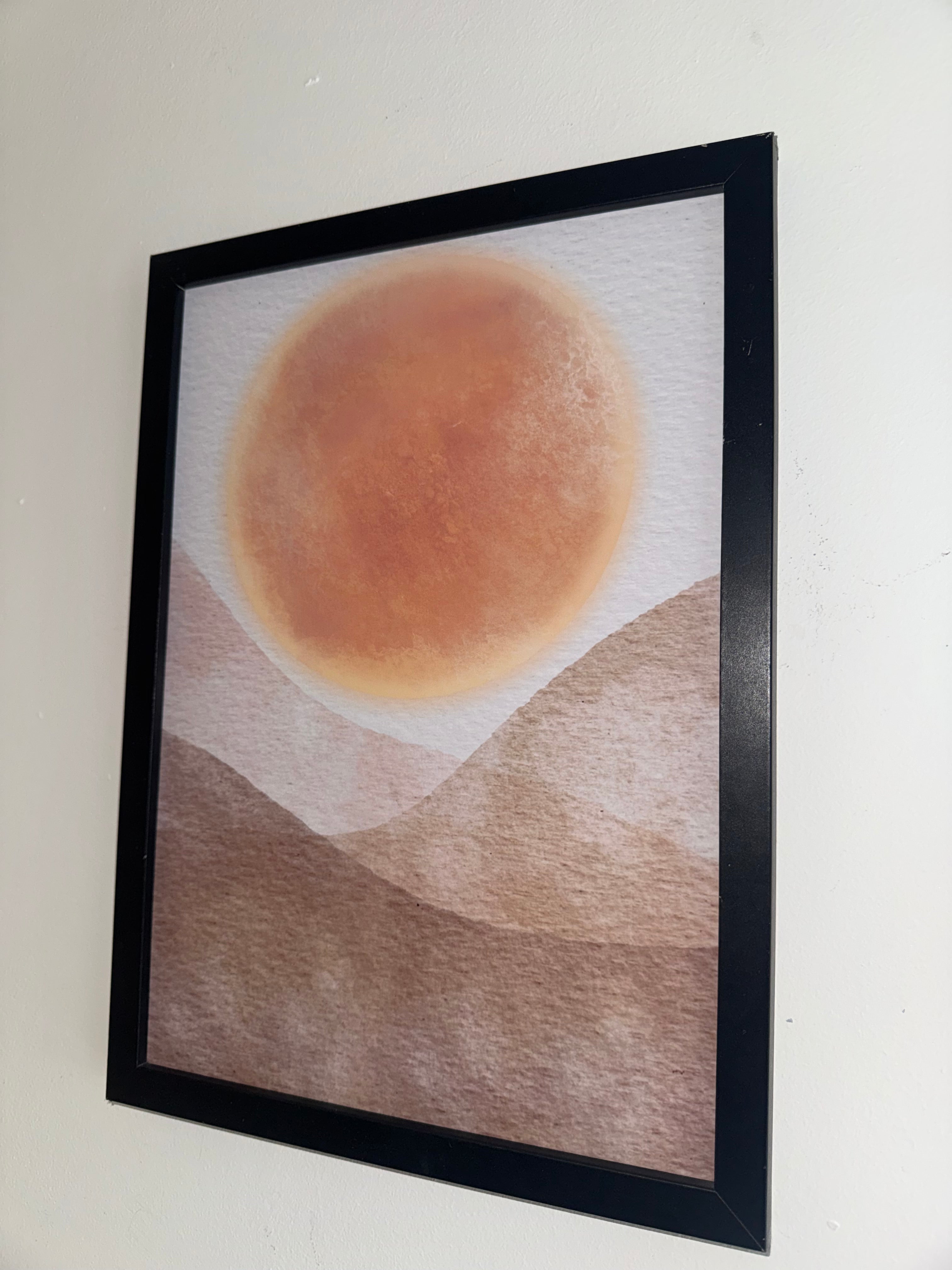 Minimalistic Style Moon | A4 Print | Framed or Unframed | Browns and Beiges