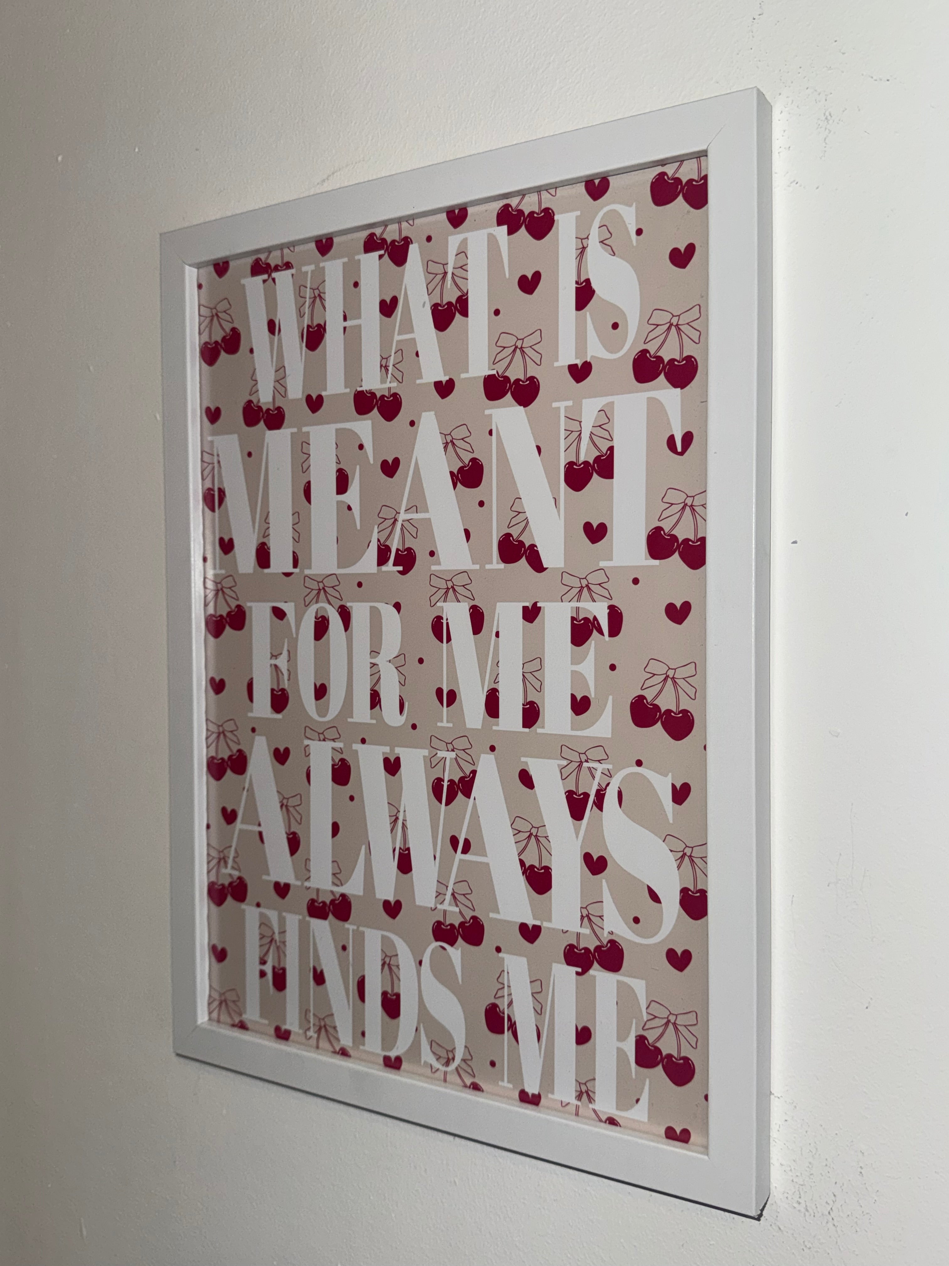 Beige Cherry Print & White Text | Motivational - Manifesting Quotes