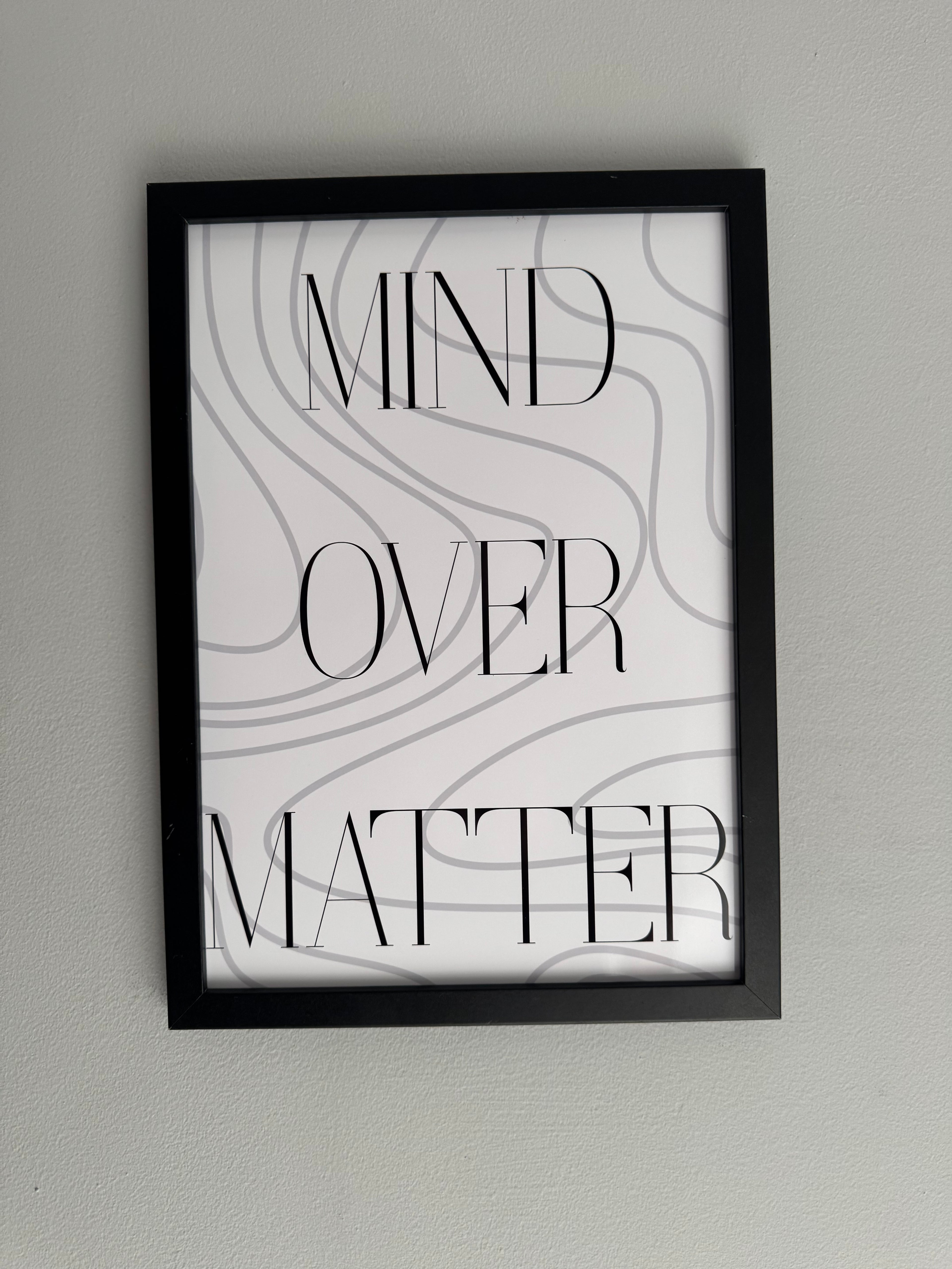 Mind over Matter | Monochrome | Minimalistic - Black & Grey | Textured Style Background - A4 Print