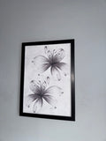 Lillies | Monochrome | Minimalistic - Black & Grey | Textured Style Background - A4 Print