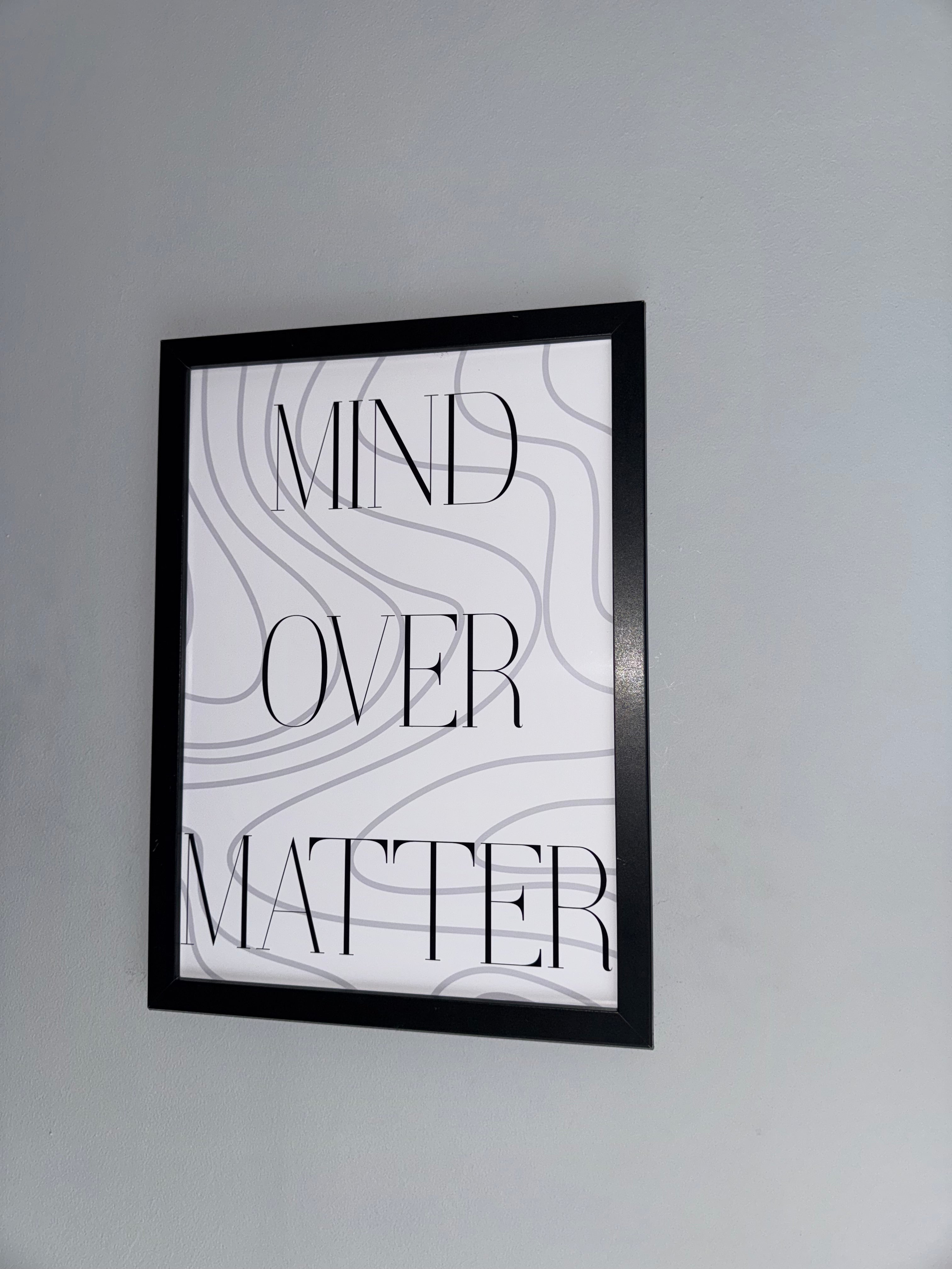 Mind over Matter | Monochrome | Minimalistic - Black & Grey | Textured Style Background - A4 Print