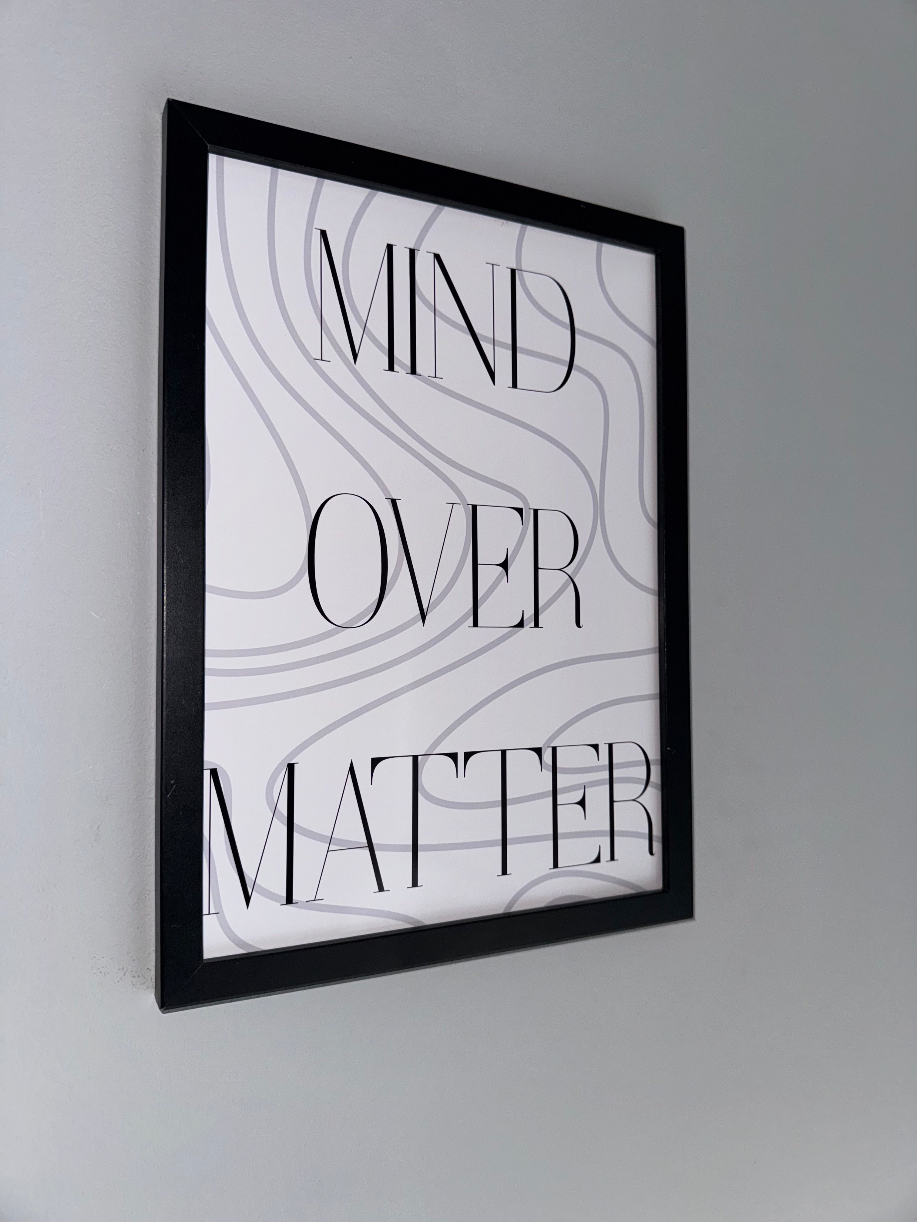 Mind over Matter | Monochrome | Minimalistic - Black & Grey | Textured Style Background - A4 Print