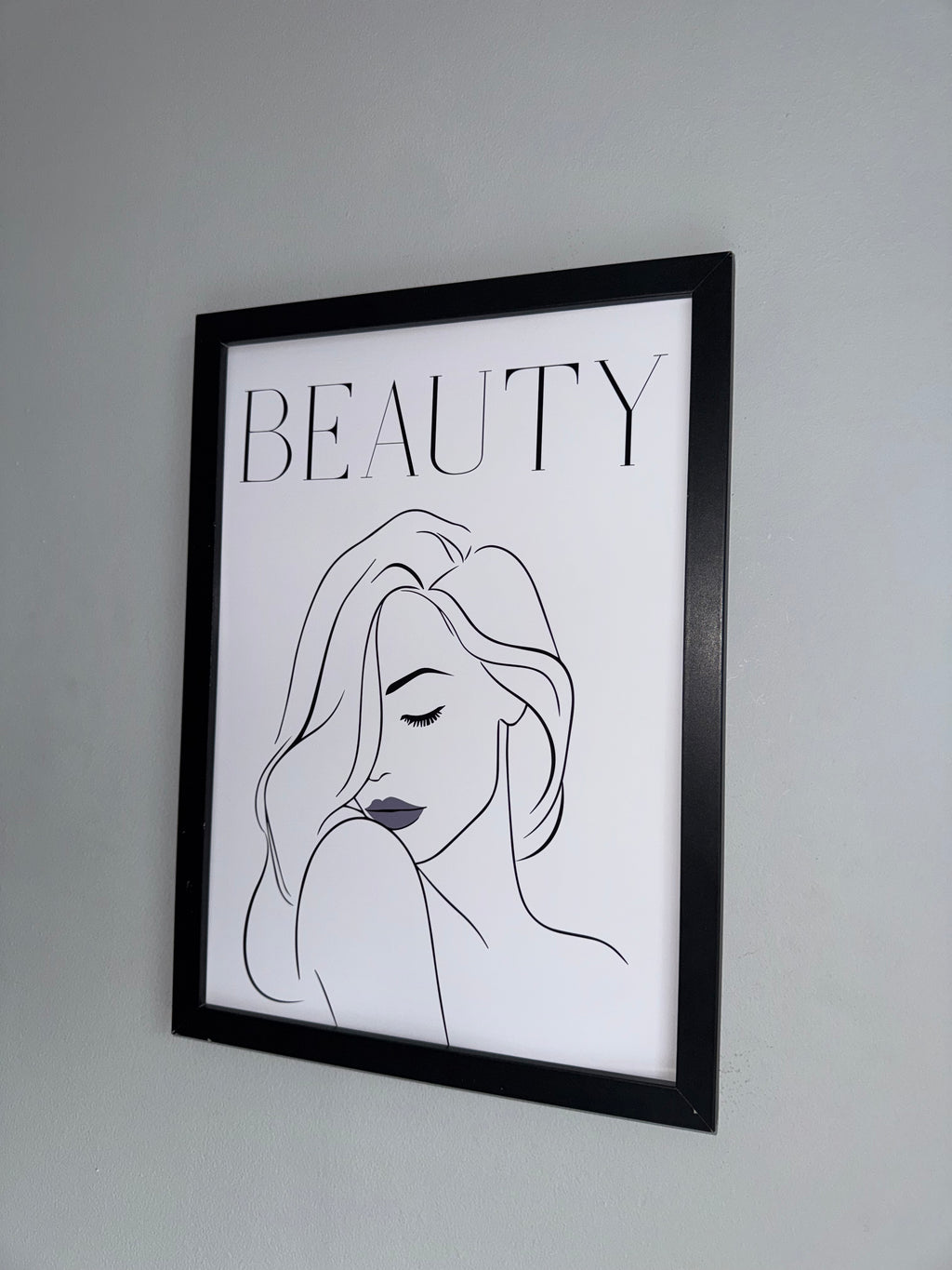 Beauty | Woman Line Art | Monochrome | Minimalistic - Black & Grey | A4 Print