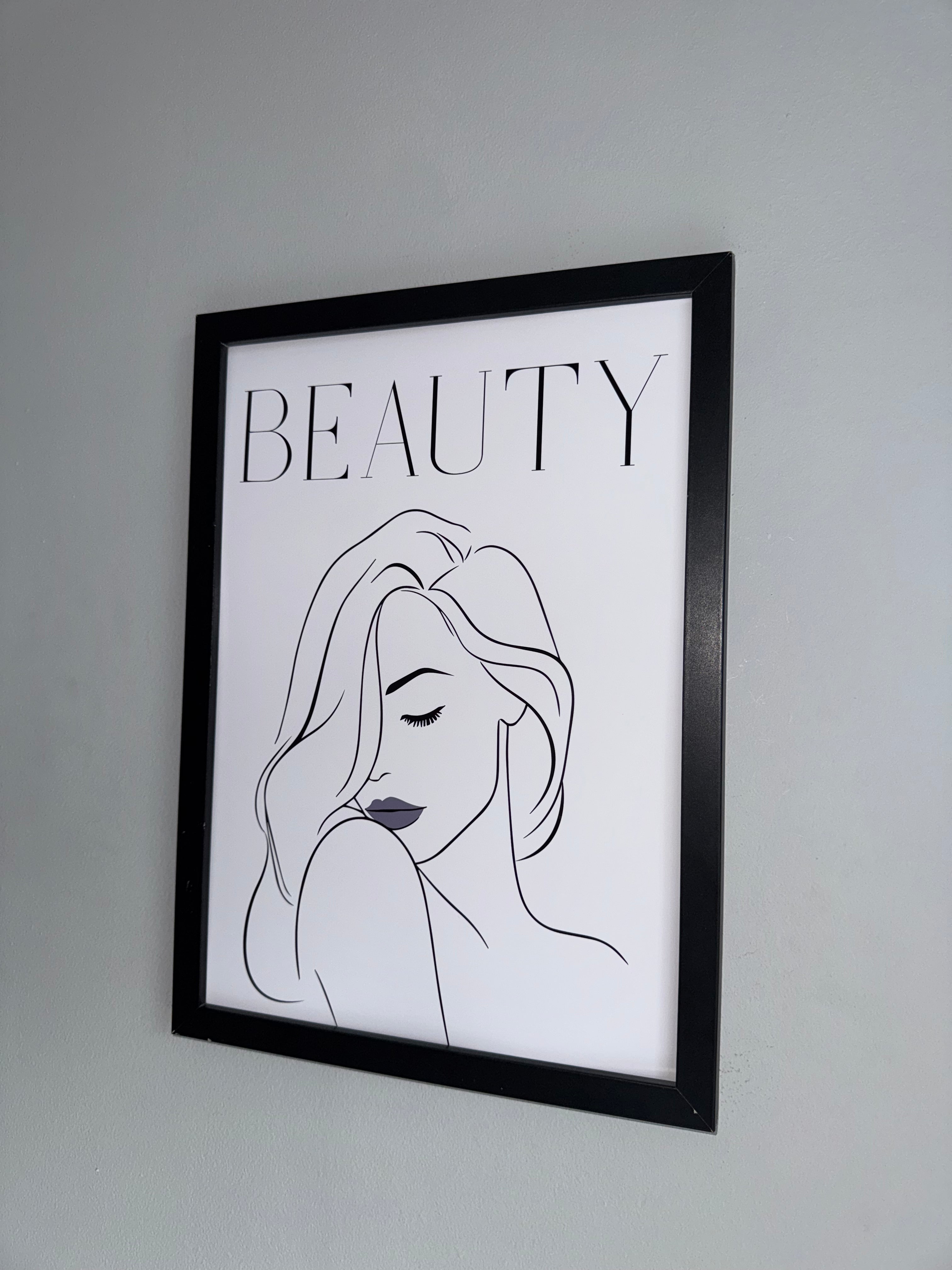 Beauty | Woman Line Art | Monochrome | Minimalistic - Black & Grey | A4 Print
