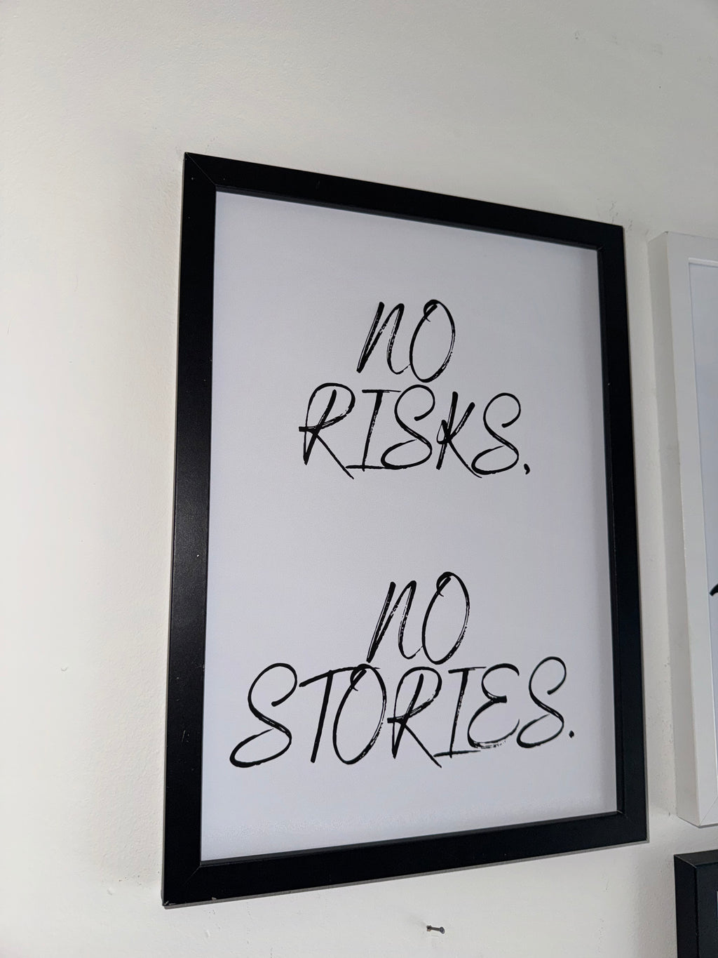 No risks no stories - Minimalistic Typography - A4 Print