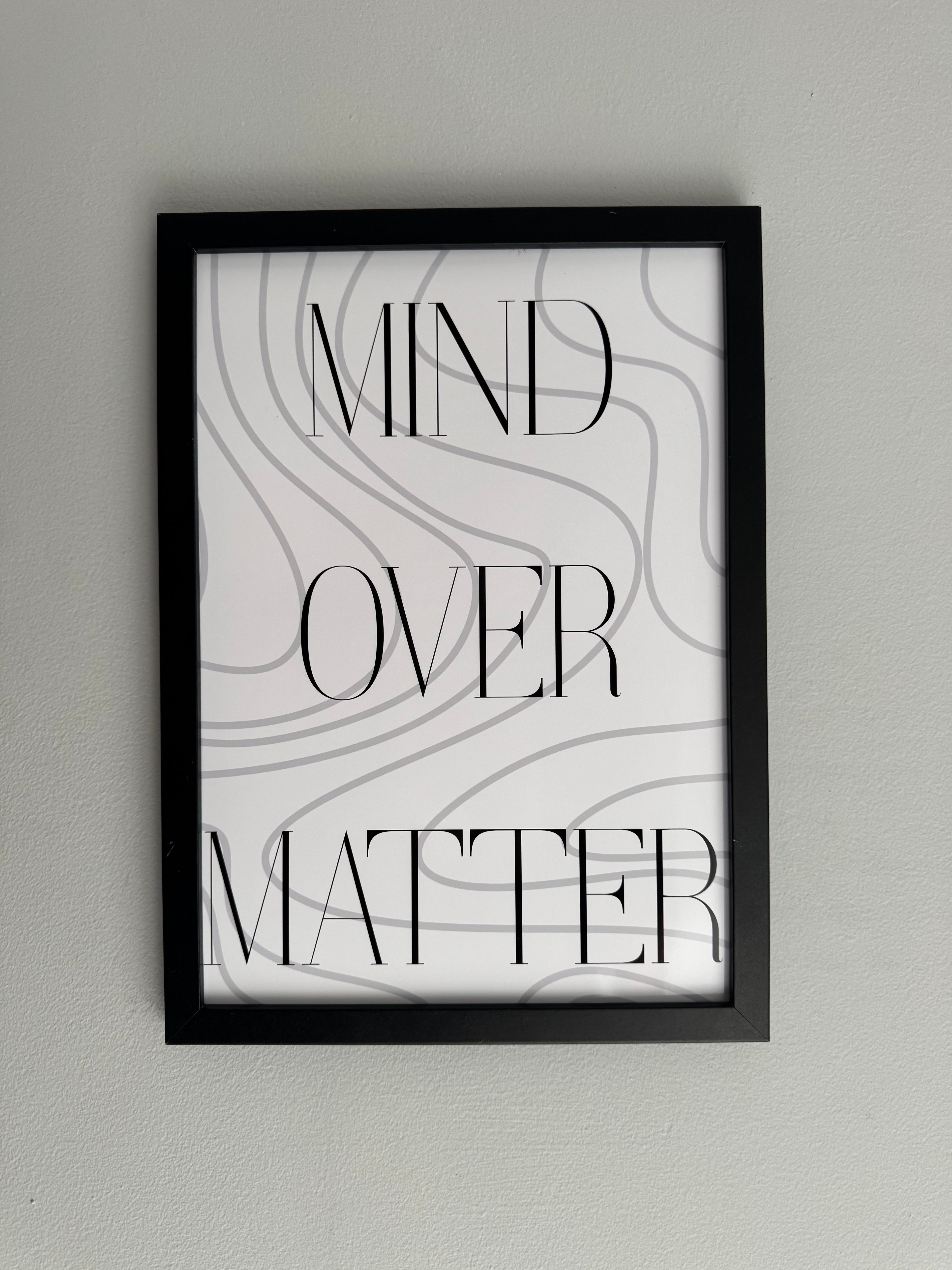 Mind over Matter | Monochrome | Minimalistic - Black & Grey | Textured Style Background - A4 Print