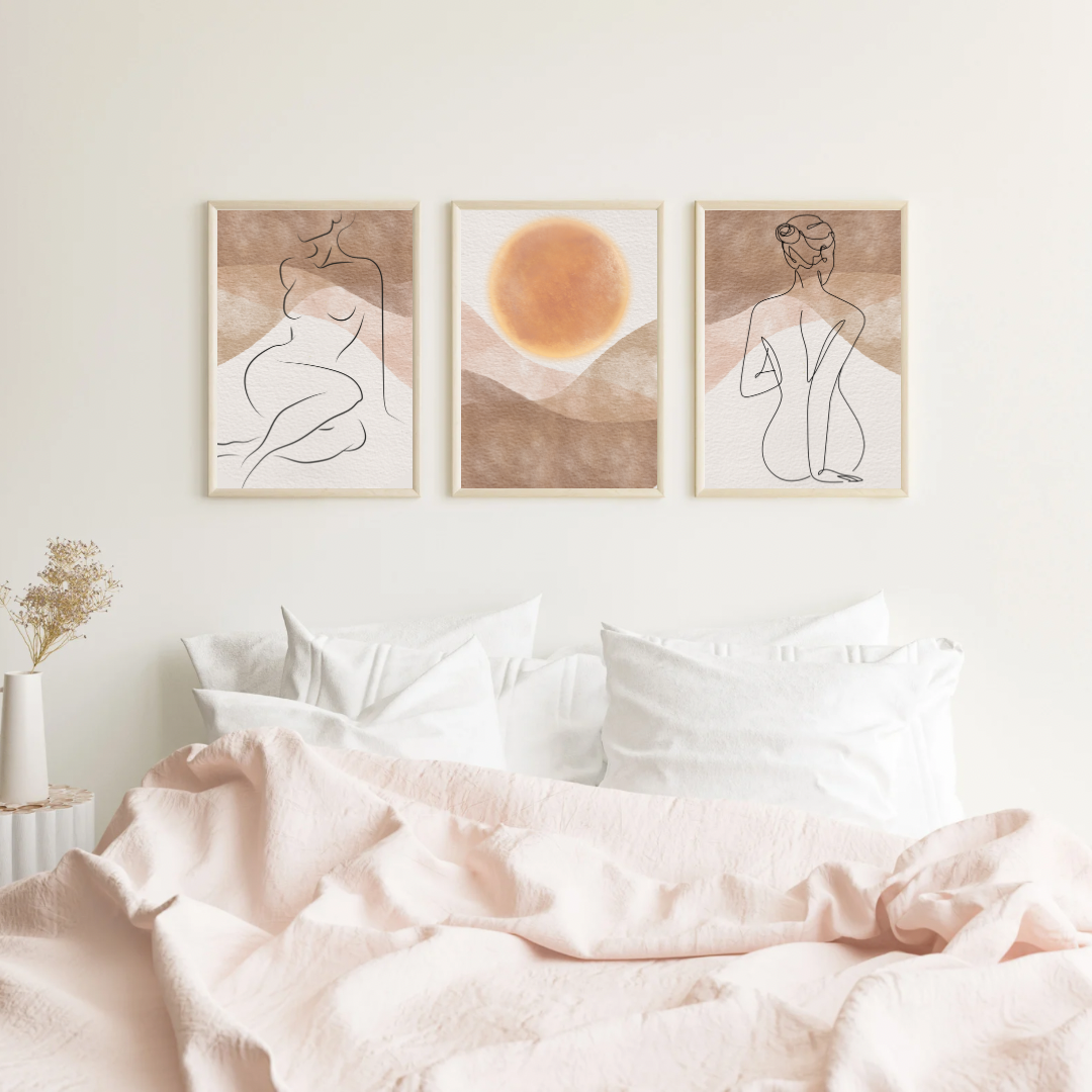 Set of 3 | Minimalistic Abstract Prints | A4 | Beige & Browns