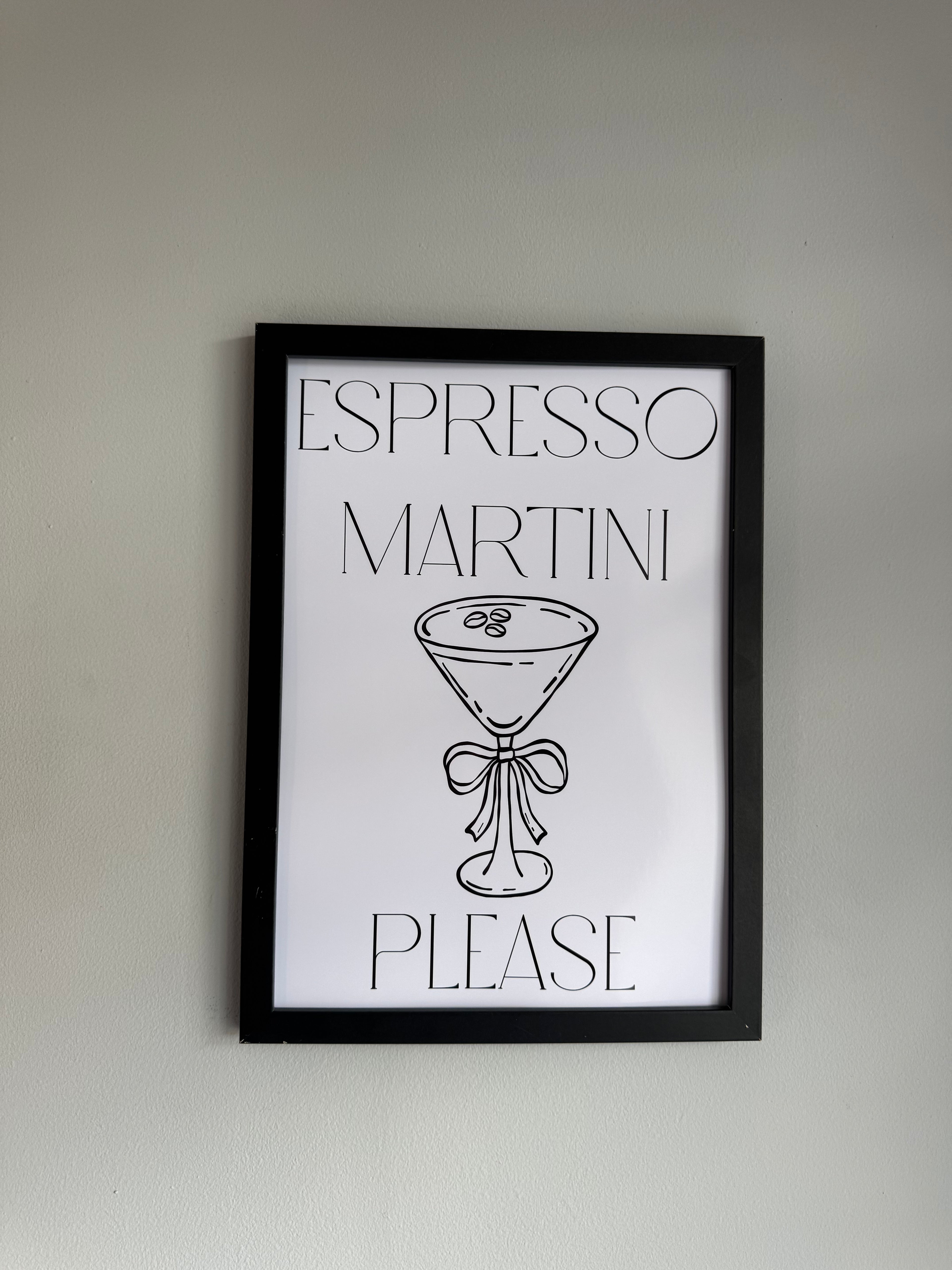 Espresso Martini Please | Monochrome | Minimalistic - Greys & White |A4 Print