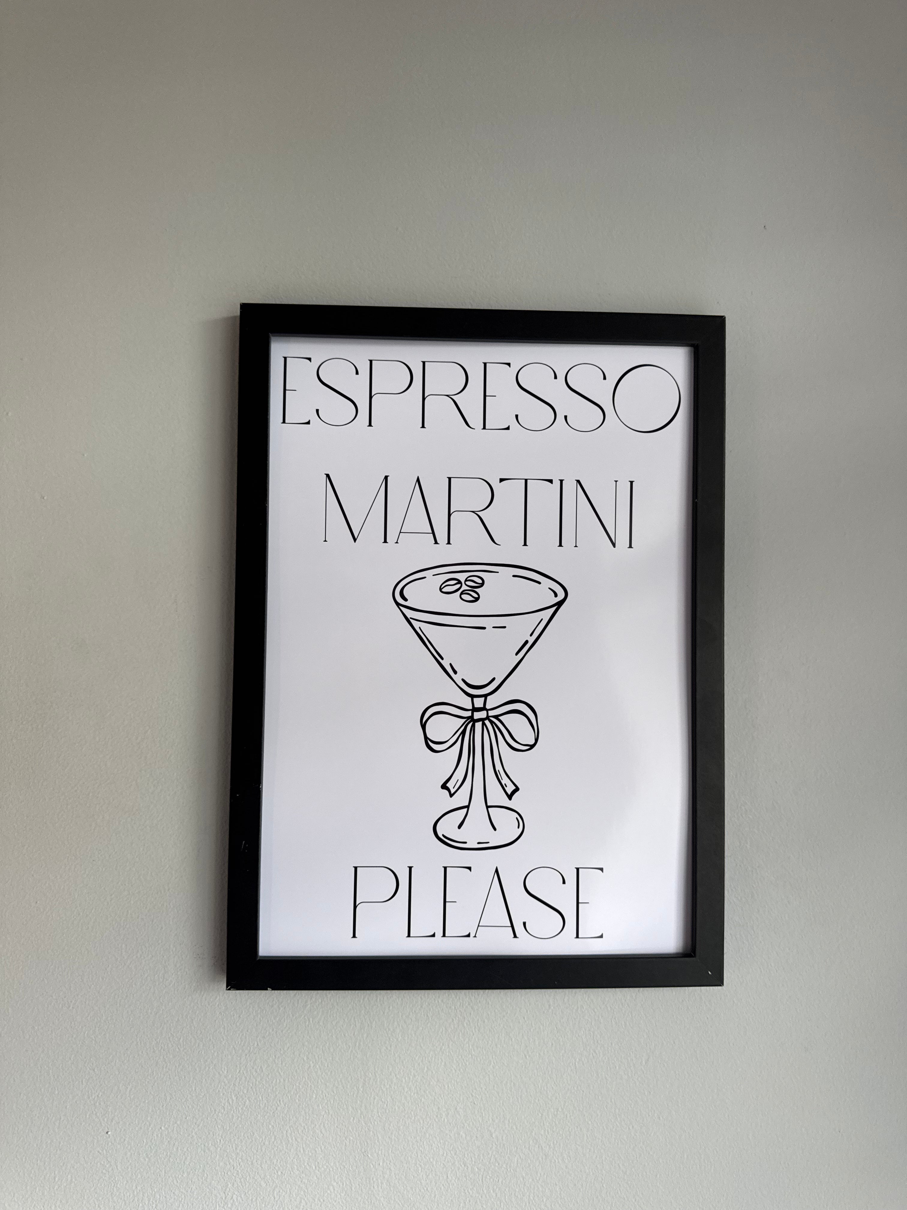 Espresso Martini Please | Monochrome | Minimalistic - Greys & White |A4 Print