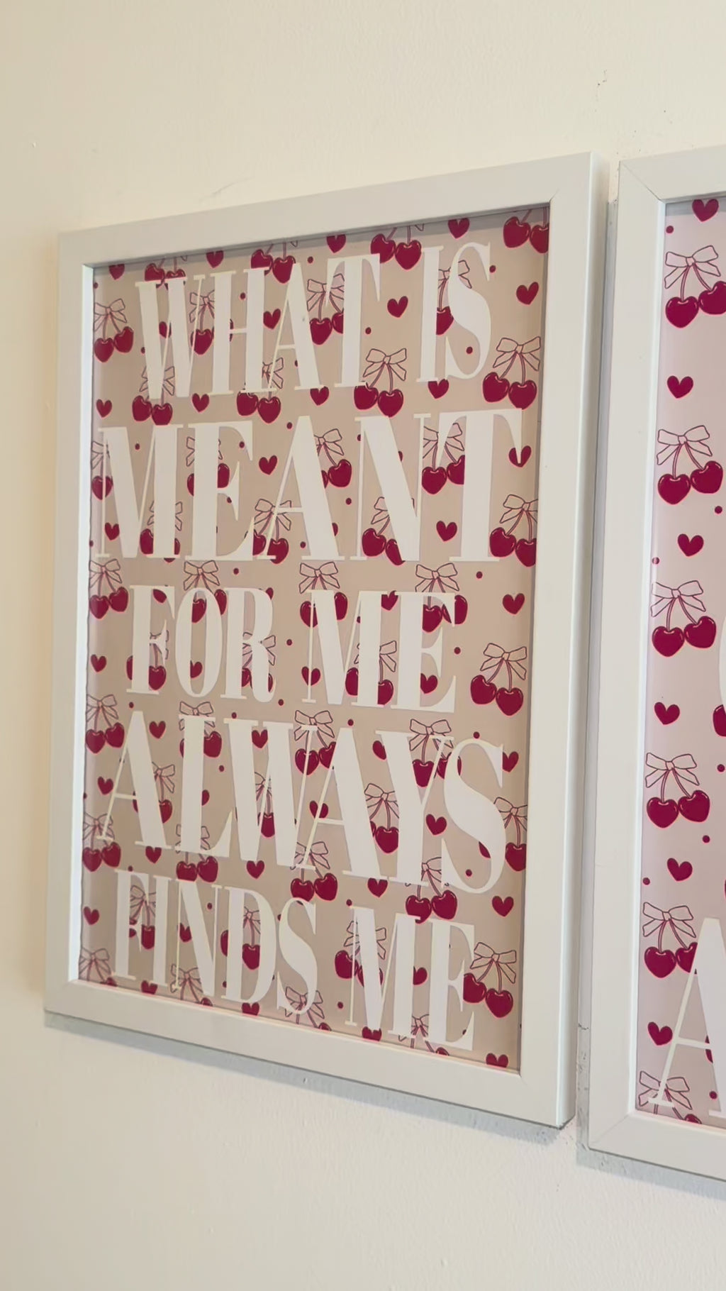Beige Cherry Print & White Text | Motivational - Manifesting Quotes